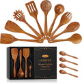 13 Pcs Wooden Cooking Utensil Set with Gift Box – Natural Wooden Spoons for Cooking & Serving, Nonstick Friendly, Perfect Housewarming & Holiday Gift