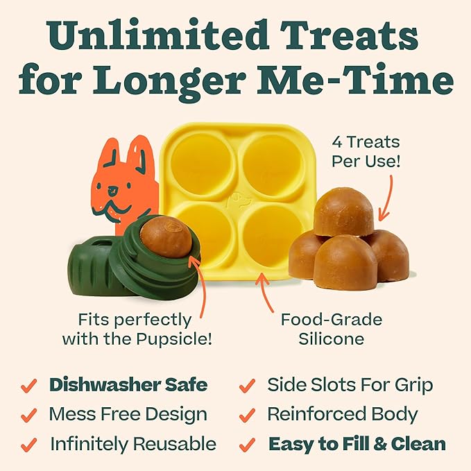 WOOF Pupsicle and Treat Tray - Long-Lasting Interactive Dog Toys and Silicone Dog Treat Mold - Keep Your Pup Busy - Easy to Clean - Toys for Medium and Large Dogs 25-75 lbs