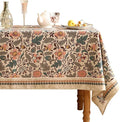ISAENNE Designer Boho Floral Extra Long Tablecloth Rectangle,Linen Lotus Flower Pattern Colorful Table Cloth,Durable Decor Tablecloths for Dining Thanksgiving Kitchen Christmas,63"*110"-Hazel A