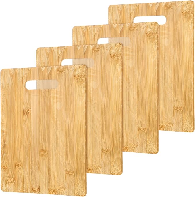 Vesici 18 Pack Bamboo/Wood Cutting Board with Handles Bulk Plain Blanks Laser Engraving Chopping Board for Customized Engraving Gifts Crafts Christmas Keepsakes(Bamboo,9.5''x13.5'')