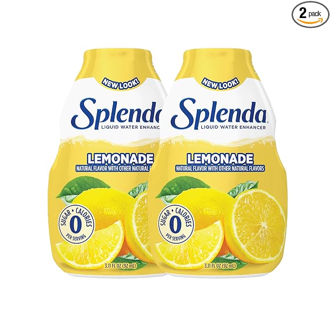 SPLENDA Liquid Water Enhancer Drops, Sugar Free, Zero Calorie, Natural Flavor, Concentrated Drink Mix, 3.11 Fl Oz Each Bottle (Lemonade, 2 Pack)