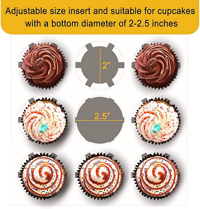 16 Sets of 9-Count White Cupcake Boxes with Window and Insert, 9x9x3 Inch, Suitable for Cupcakes, Muffins, and Cookies