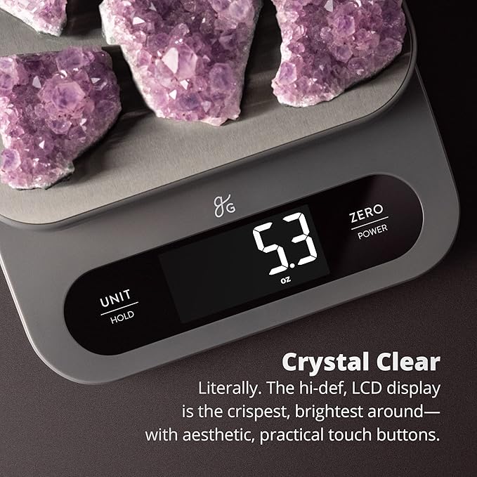 Greater Goods High Capacity Kitchen Scale, 10kg/22lb Capacity Food Scale for Bulk Cooking & Baking, Touch Controls, Hi-Def LCD, Stainless Steel Platform, Precise to 1g