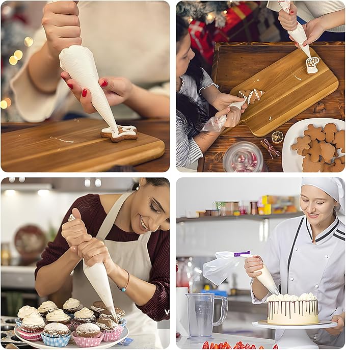 Disposable Piping Bags - 200 pcs 12 inch Pastry Bags, Anti-Burst Tipless Icing Bags for Cake, Cream Frosting, Cupcakes, Pastries and Cookies Decorating