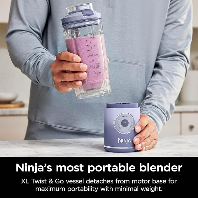 Ninja BC251LD Blast Max Personal Cordless Blender for Smoothies, Blend, Ice Crush, 22 oz. Twist & Go Vessel, Lavender - Certified Refurbished