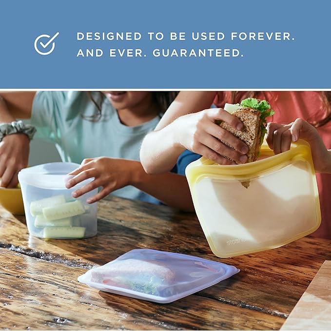 Stasher Premium Silicone Reusable Food Storage Stand-Up Mini Bag, Pink, Microwave, Sous Vide, Dishwasher, Oven and Freezer Safe, BPA Free, Leak-free, Eco-friendly, 28 Oz