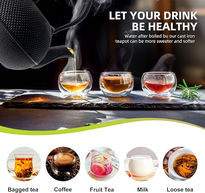 suyika Japanese Tetsubin Tea Kettle Cast Iron Teapot with Stainless Steel Infuser 60 oz/1800 ml