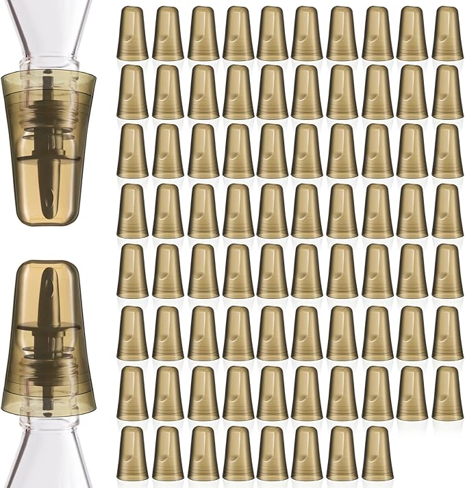 Chengu 80 Pieces Liquor Bottle Covers Pour Spout Covers Bar Toppers for Bottles Universal Pour Dispenser Dust Translucent Silicone Rubber Spout Caps for Bar Home Kitchen Tools Supplies (Champagne)