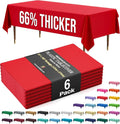 Party Solids 66% Thicker Premium Plastic Table Cloth Rectangle Table Cover 0.5 Mil 6 Pack Red Table Cloth 54 Inch x 108 Inch Disposable Tablecloth Won't Tear Easily Like Cheap Thin Brands