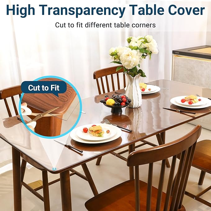 Clear Table Cover Protector Rectangle 28 x 44 Inch, 1.5mm Transparent Plastic Table Protector Waterproof, Anti-Scratch Clear Desk Mat for Office Desktop Dresser Dining Table, FDA Compliant