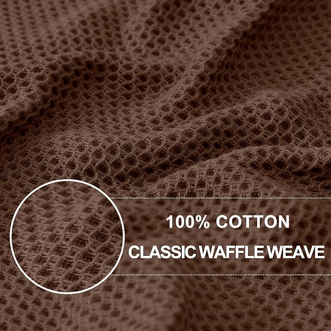 Homaxy 100% Cotton Waffle Weave Kitchen Dish Cloths, Ultra Soft Absorbent Quick Drying Dish Towels, 12 x 12 Inches, 12-Pack, Coffee