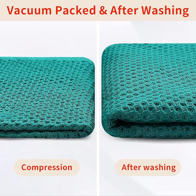 Homaxy 100% Cotton Waffle Weave Kitchen Dish Cloths, Ultra Soft Absorbent Quick Drying Dish Towels, 12 x 12 Inches, 8-Pack, Teal