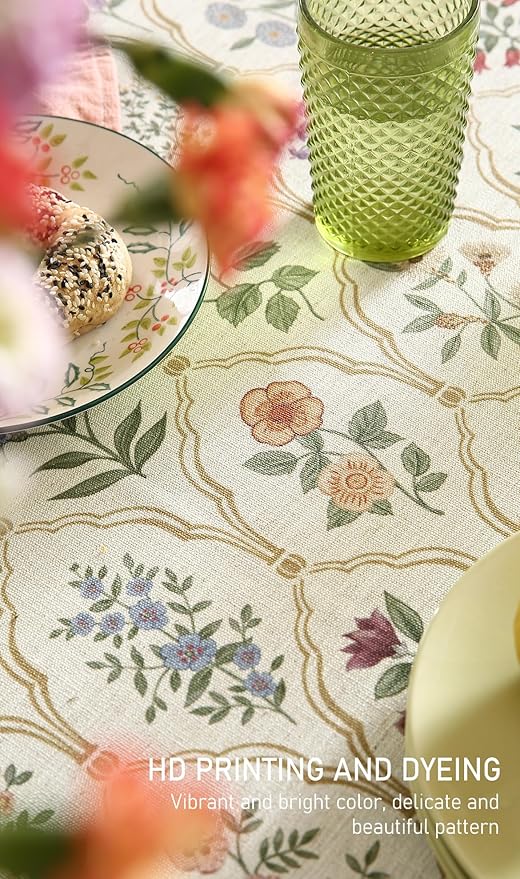 ISAENNE Designer Small Rectangular Tablecloth,Western Linen Colorful Floral Indoor Table Cloth,Wrinkle Resistant Decor Tablecloths for Dining Thanksgiving Kitchen Christmas,55"*71"-Serenity B