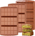3 Pcs Dubai Chocolate Bar Mold Deep Silicone 0.85 Inch Large Stuffed Chocolate Molds Nonstick Break Apart Square Shape Thick Candy Bar Molds
