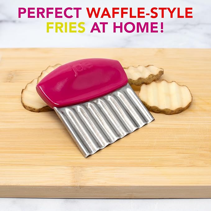 Joie Crinkle Cutter Knife, Wavy Slicer for Potatoes, Vegetables and Fruits, Great for Kids First Cutting Tool, Fun Kitchen Gadget, Stainless Steel, BPA-Free, Colors May Vary