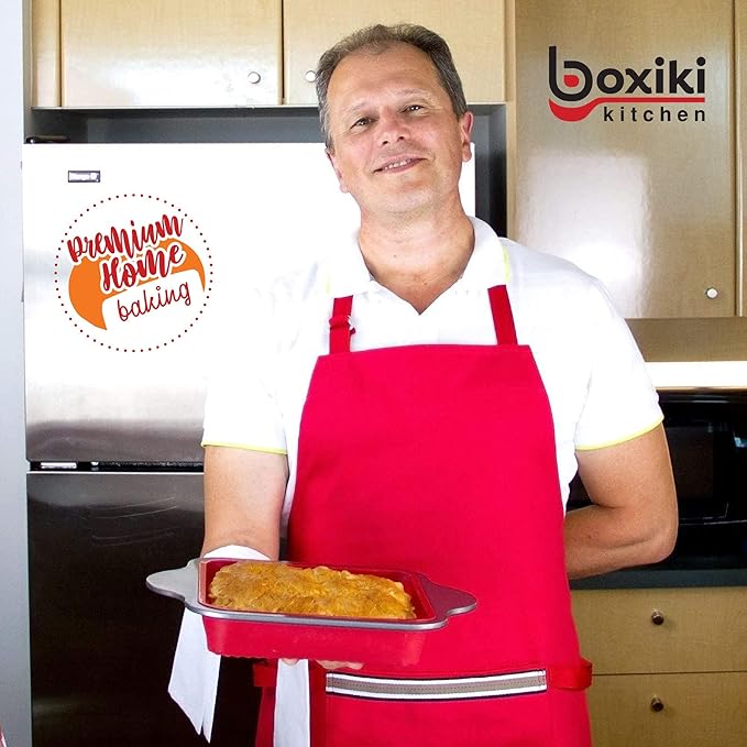 Boxiki Kitchen Non-Stick Silicone 8x8 Square Cake and Brownie Pan with Easy Grip Steel Frame Handles - Easy to Release, Oven & Dishwasher Safe