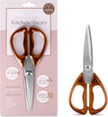 Rachel Zoe Multi-Purpose Kitchen Scissors, Stainless Steel Kitchen Shears with Protective Sheath & Soft Handle Grips, Dishwasher Safe, Vegetables, Fruits & Meat Cutting Scissors (Brown/Silver)