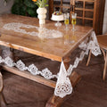 Clear Table Cover Protector Vinyl Table Cloth Rectangle with Lace Pattern Oil Spill Proof Vintage Rustic Plastic Table Covers for Dining Tables (White Lace, 52 x 70 Inches)