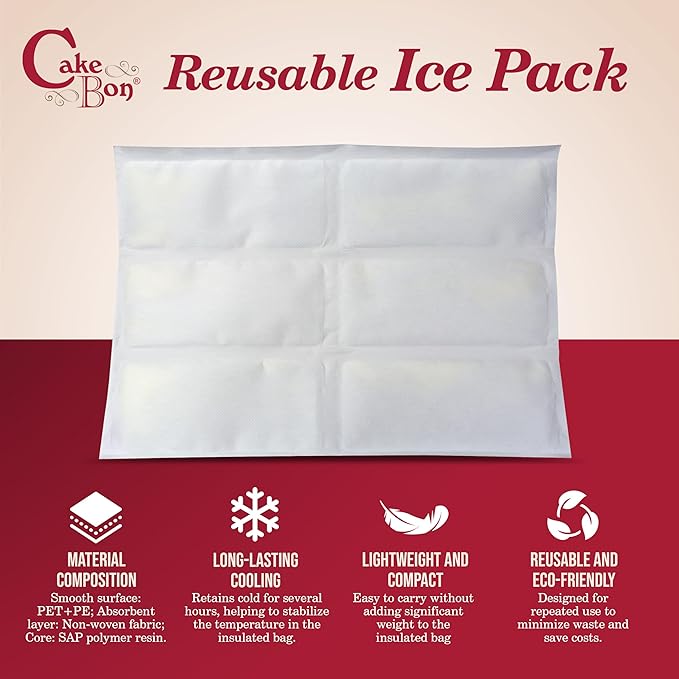 Cakebon Cake Box and Boards, 12-Inch Round White Wrapped Edges 1/2- Inch Thick Drums with Insulated Bag and Ice Pack – Cake Transport Set, Cooler for Cake Delivery and Transport (1pc Each, 4pcs Total)