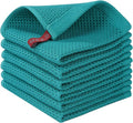 Homaxy 100% Cotton Waffle Weave Kitchen Dish Cloths, Ultra Soft Absorbent Quick Drying Dish Towels, 12 x 12 Inches, 6-Pack, Teal