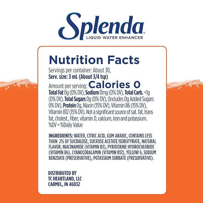 SPLENDA Liquid Water Enhancer Drops, Sugar Free, Zero Calorie, Natural Flavor, Concentrated Drink Mix, 3.11 Fl Oz Each Bottle (Variety, 3 Pack)