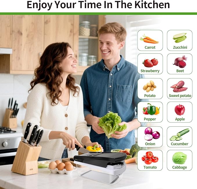 18-in-1 Vegetable Chopper Mandoline Slicer for Kitchen, Food Chopper with Container, Veggie Cutter, Onion Mincer Tomato Dicer, Fruit Slicer Spiralizer, Cheese Grater, Kitchen Gadgets House Essentials