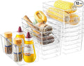 Clear Plastic Storage Bins, 12 Pack Acrylic Pantry Organizer and Storage Bins, Fridge Organizer, Small Plastic Containers Bins with Handles, CabinetOrganizer for Kitchen,Bathroom,Refrigerator,Shelves