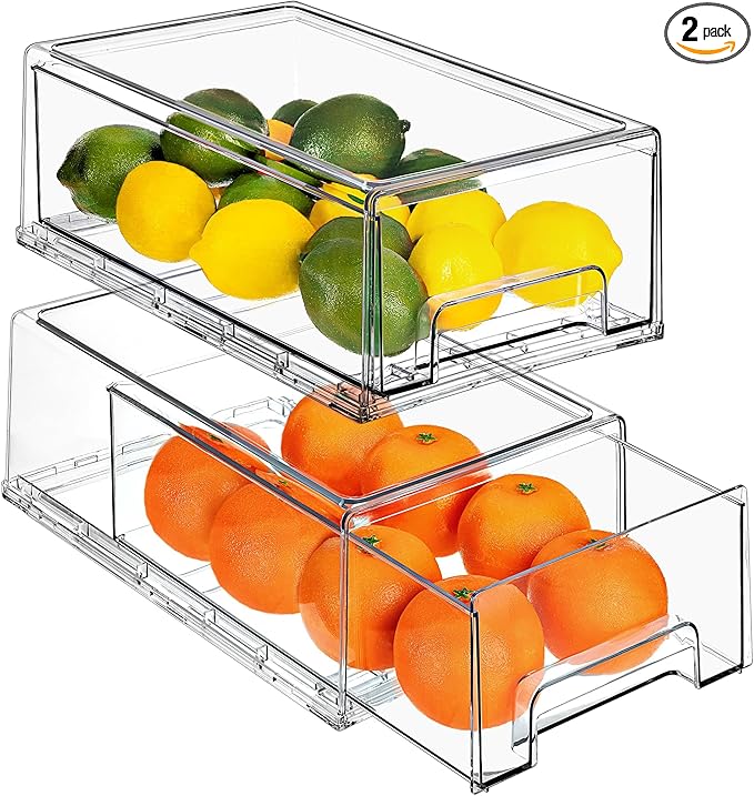 Sorbus Medium Clear Storage Drawers (2 Pack)