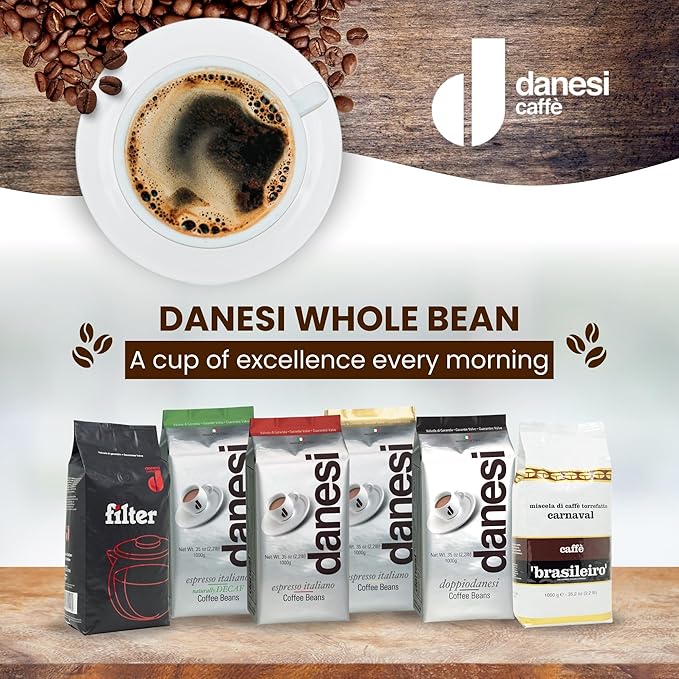 Danesi Caffe Italian Whole Coffee Beans - Espresso Coffee Beans and Medium Roast Whole Bean - Perfect for Espresso Machines, French Press, and Home Brewing - Gold (6.6 lb)