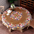 Clear Table Cover Protector Vinyl PVC Round Table Cloth with Floral Fruit Pattern Oil Spill Proof Plastic Tablecloths for Dining Tables Parties Holidays (Floral Fruit, 55 Inches Round)
