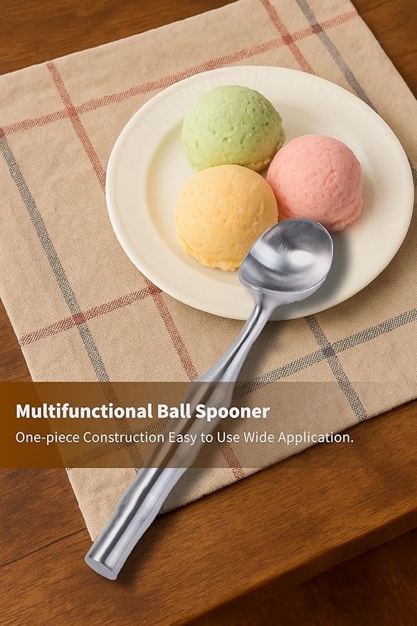 Stainless Steel Ice Cream Scoop - Ergonomic Handle small Ice Cream Scooper Heavy Duty Ice Cream Scoops Best Rated - One-Piece Dishwasher Safe Icecream Scoop Stainless Steel