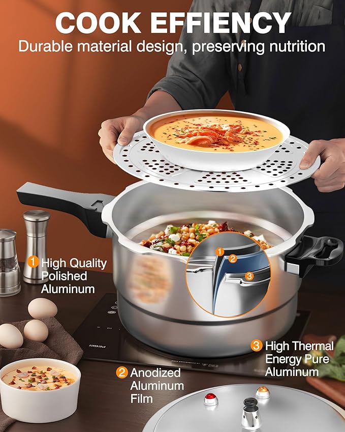 WantJoin 16Qt Aluminum Pressure Cooker w/Release Valve & Multiple Protective Devices,Pressure Canner Compatible with Gas & Induction Cooker,Canner Rack Included