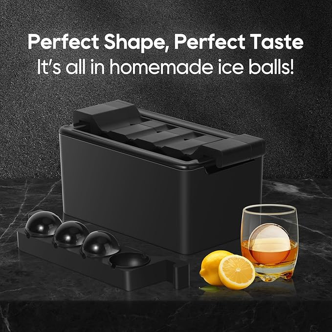 Clear Ice Ball Maker Mold, 8 Large Whiskey Ice Cubes Mold, 2 Inch Round Silicone Ice Molds for Cocktails, Idea Gifts for Dad Boyfriend Boss Men who Have Everything