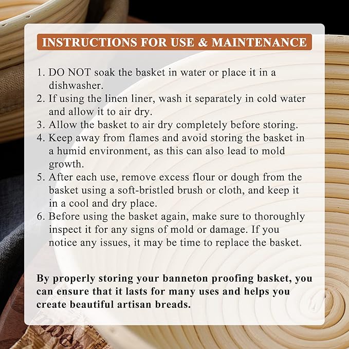 Banneton Bread Proofing Basket: 2 Pcs 8.5-inch Round Rattan Bread Bowls with Liners for Artisan Sourdough Bread Making for Home Bakers and Professionals