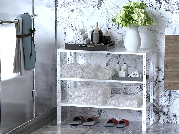 Adjustable Expanable Stackable Spice Rack Shelf Pantry Storage Organizer for Kitchen Cabinet,Countertop,Bathroom and More.Space is no Longer Limited(1Pack/White/Medium)