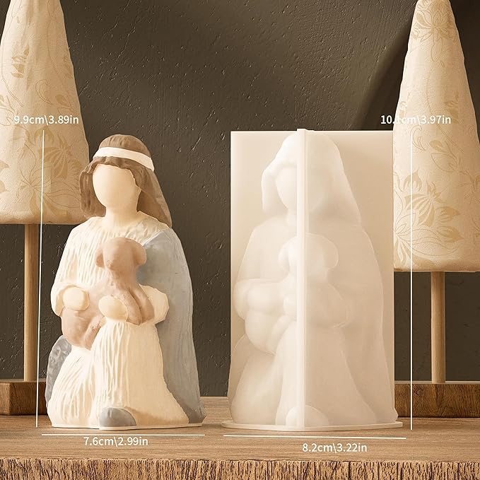 Nativity Mold Nativity Scene Mold Jesus Mold Maria Candle Mold Angel Mold Resin Casting Mold Resin Making Molds Silicone Mold for Candle Home Decorate Mold 3D Animal Mold Candle Making Mold