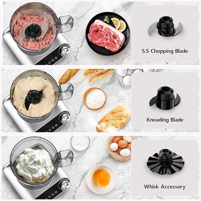 Camic Blender & Food Processor Combo,600W,6 Functions for Smoothies,Chopping,Slicing,Shredding,Grinding,Dough & More,72-oz.Blender Pitche,64-oz.Processor Bowl,13-oz.To-Go Cup,6-oz.Grinder Cup(Sliver)