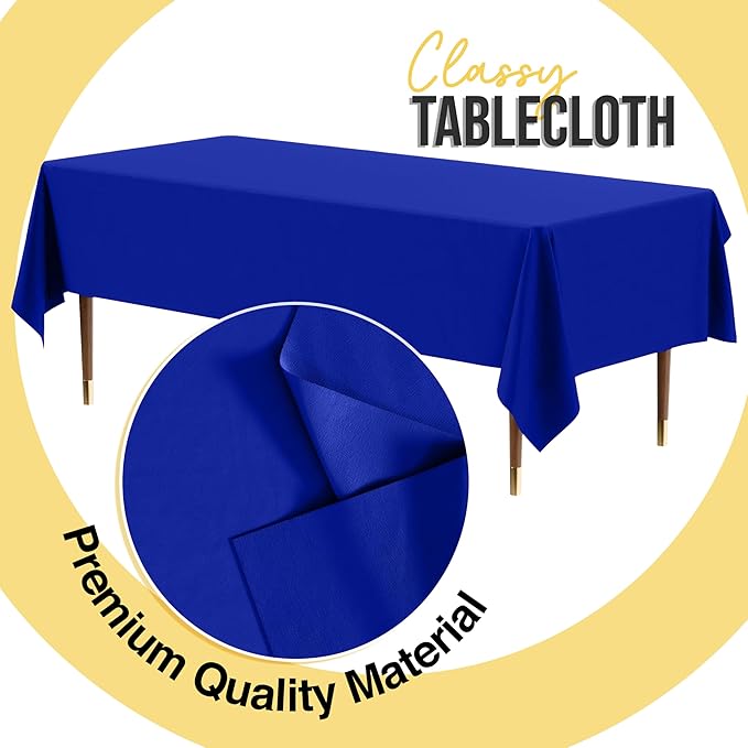 Party Solids 66% Thicker Premium Plastic Table Cloth Rectangle Table Cover 0.5 Mil 12 Pack Dark Blue Table Cloth 54 Inch x 108 Inch Disposable Tablecloth Won't Tear Easily Like Cheap Thin Brands
