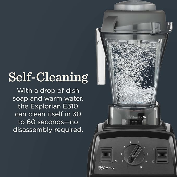 Vitamix Explorian E310 Blender, Professional-Grade Kitchen Blender for Smoothies, Soups, Juices and More, 10-Speed, Stainless Steel Blades, Self-Cleaning Kitchen Appliance, 48 Oz Container, Black