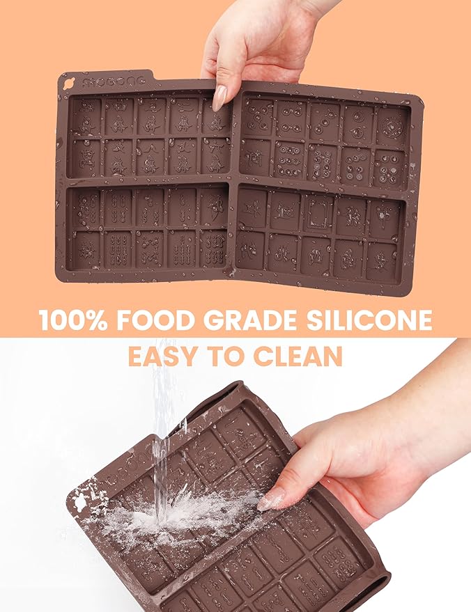 Chocolate Bar Mold, Non-Stick Chocolate Molds, Food Grade Silicone Mahjong Candy moldfor Stuffed Bar for Dubai Pistachio, Candy, Snacks