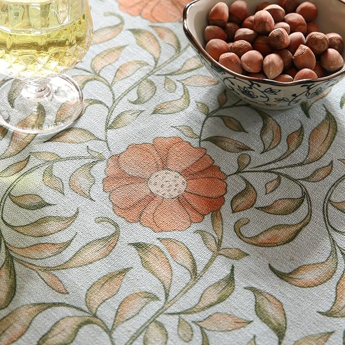 patdrea Designer French Linen Blue Round Table Cloth,Vintage Floral Tablecloth,Colorful Decoration Fall Table Cover Kitchen Dining for Tea Party,Thanksgiving,Christmas,Diameter 55"-Wensel
