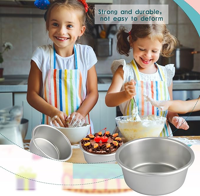 16 Pcs 4 Inch Round Cake Pans Nonstick Aluminum Round Cake Pan Mold Small Smash Cake Baking Pans for Home Baking Cheese Cake Pizza Quiche Leakproof and Easy Release