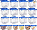 Yungyan 12 Pcs 6 Qt Commercial Food Storage Containers with blue Lids Restaurant Square Airtight Food Storage Containers Clear Cereal Container for Kitchen Freezer Dishwasher Pantry