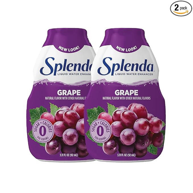 SPLENDA Liquid Water Enhancer Drops, Sugar Free, Zero Calorie, Natural Flavor, Concentrated Drink Mix, 3.11 Fl Oz Each Bottle (Grape, 2 Pack)
