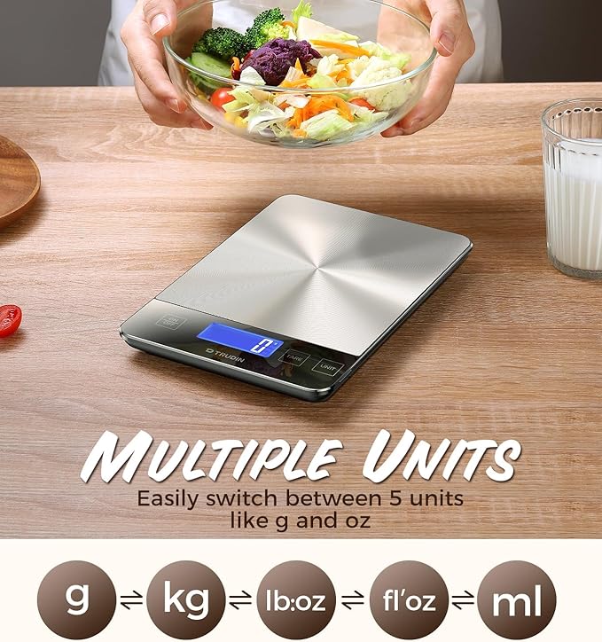 NASA-Grade 33lb Digital Kitchen Scale, Precisely Measures Grams and Ounces for Baking and Cooking, Waterproof Tempered Glass (Bright Black)