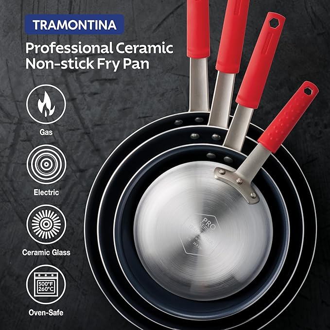 Tramontina Professional 10-Inch Ceramic Non Stick Frying Pan, Heavy-Gauge Aluminum Skillet with Nonstick Coating, Dishwasher and Oven Safe, Black