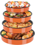 Round Roasting Pans Bakeware 4 Pack Enamelwere Baking Cake Pans Set Casserole Dishes 9/10/12/14inch Turkey Chichen Vegetables Roaster Oven Dishwasher Safe Thanksgivinfg Holiday (Orange)