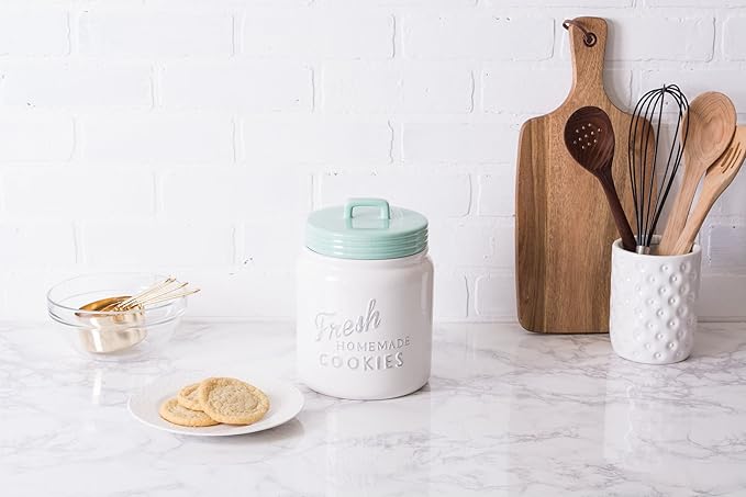 DII Kitchen Accessories Collection Ceramics, Cookie Jar, Aqua