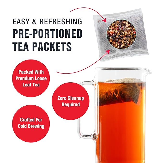 Tiesta Tea - Ginger Sweet Peach Cold Brew Tea, Loose Leaf, Spicy Peach Herbal Blend, Premium Non-Caffeinated Iced Blend, Cold Brew Packets, Makes 64 oz of Pitcher Per Bag (Pack of 10)