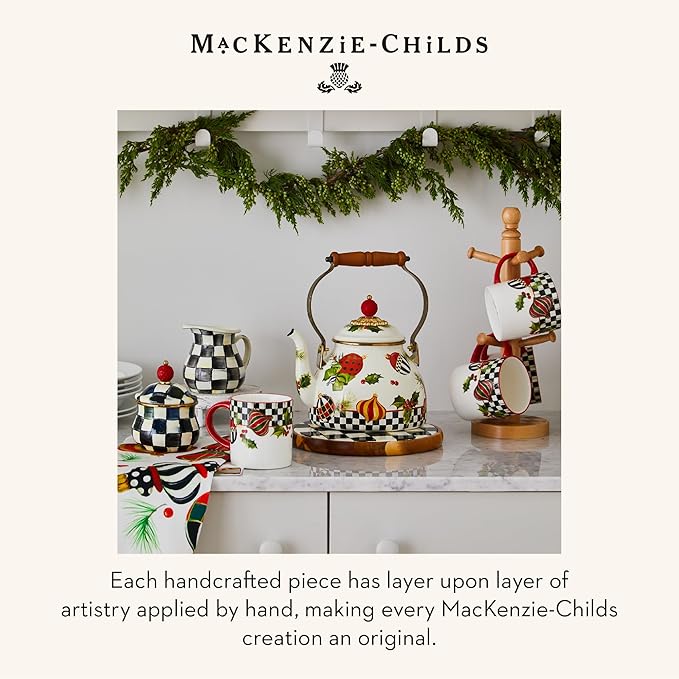 MACKENZIE-CHILDS Enamel Canister, Kitchen Storage Container with Lid, Medium, Deck the Halls